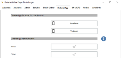 DictaNet Office für den Empfang konfigurieren