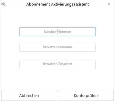 Eingabefenster für die Zugangsdaten im Online-Store