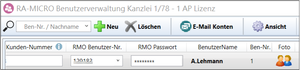 Einrichtung des Nutzers der DictaNet App in der RA-MICRO Benutzerverwaltung
