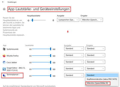 Audiogerät für Aufnahme/Wiedergabe in RDP-Sitzung wählen