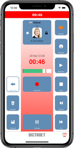 Aufnahmemodus in der DictaNet App