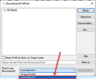 Profil für Schreibkraft aus dem Netzwerkverzeichnis laden